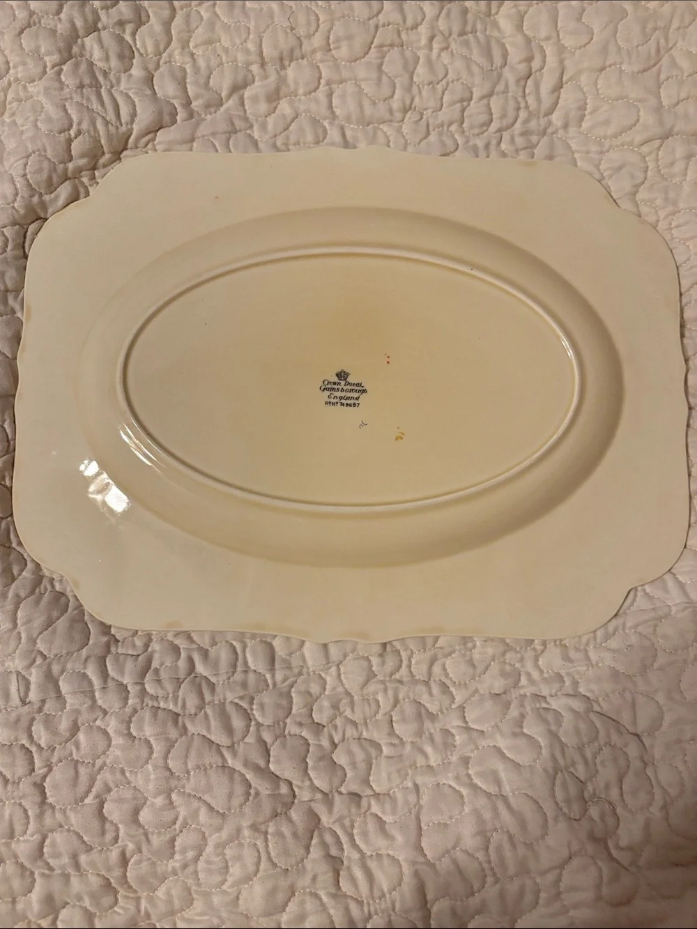 Antique Cream Floral Embossed Serving Platter- Gainesborough Pattern